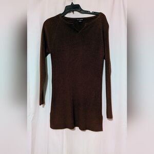 Sweater Dress Brown Ribbed Long Sleeve SML Sport Small